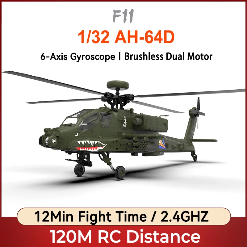 2024 Yuxiang New Product Apache F11 Armed Remote Control Helicopter 3d Inverted 6ch Aerial Model Simulation Outdoor Toy