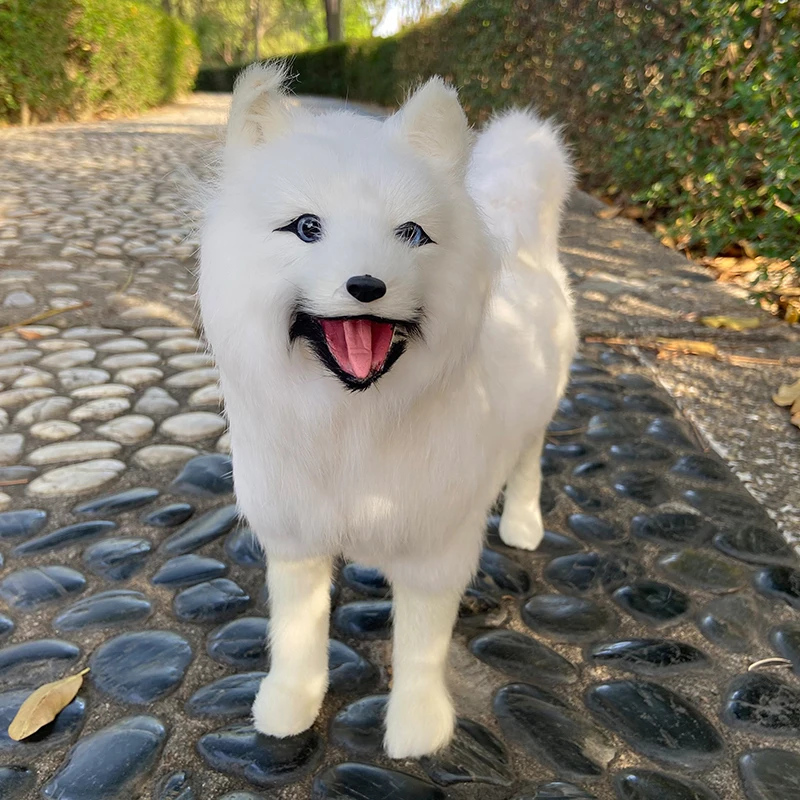 

Open mouth Samoyed simulation animal plush toy, Husky cute doll, male and female birthday gift, pet model