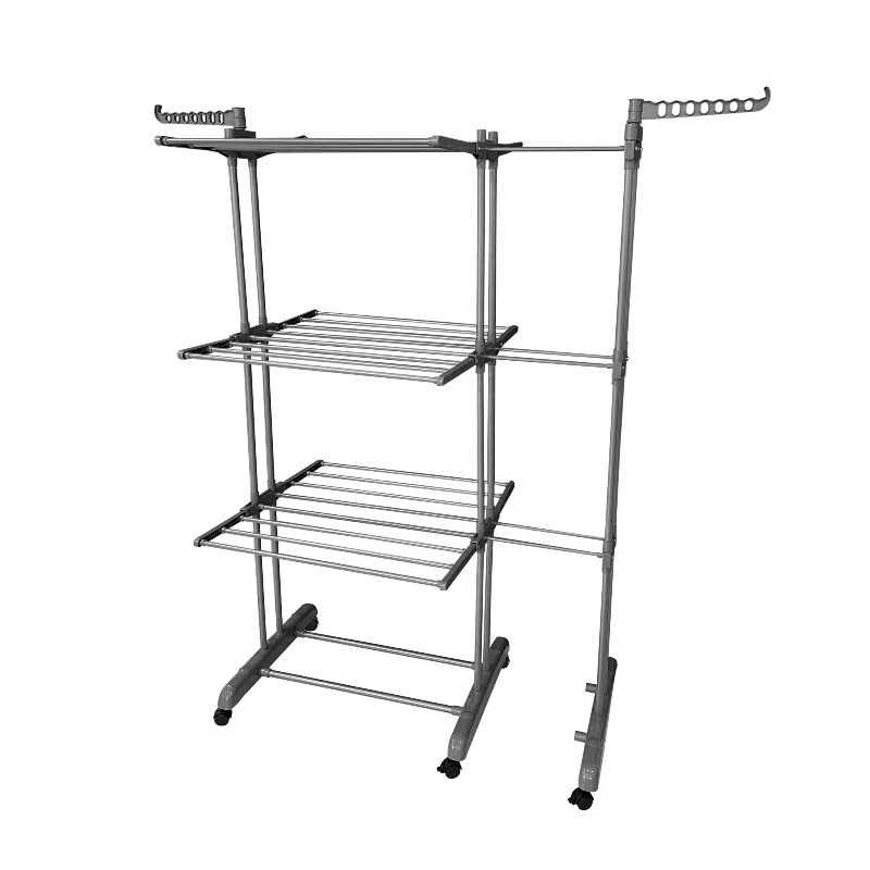 High-quality metal clothes drying rack, multi-layer folding drying wheels for home use, ISA-M6033C