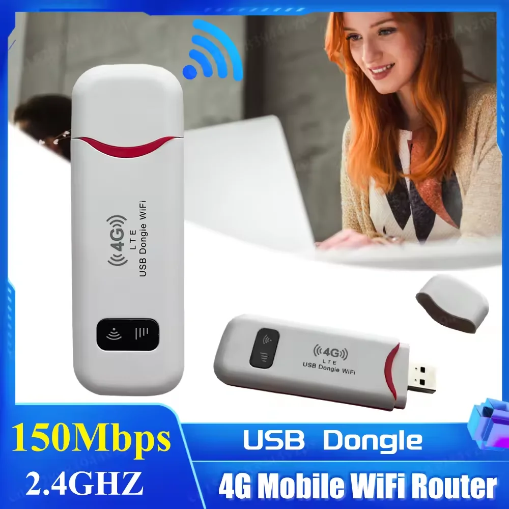 4G LTE USB Dongle Portable Mobile Hotspot,150Mbps Wireless USB Modem,Compact Travel Car Outdoor Home Camping WiFi Router