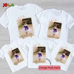 Princesa Crown Birthday Photo Shirt da menina, Família Birthday Shirt, Tee nome personalizado, Imagem, Combinando roupas, Holiday Gift