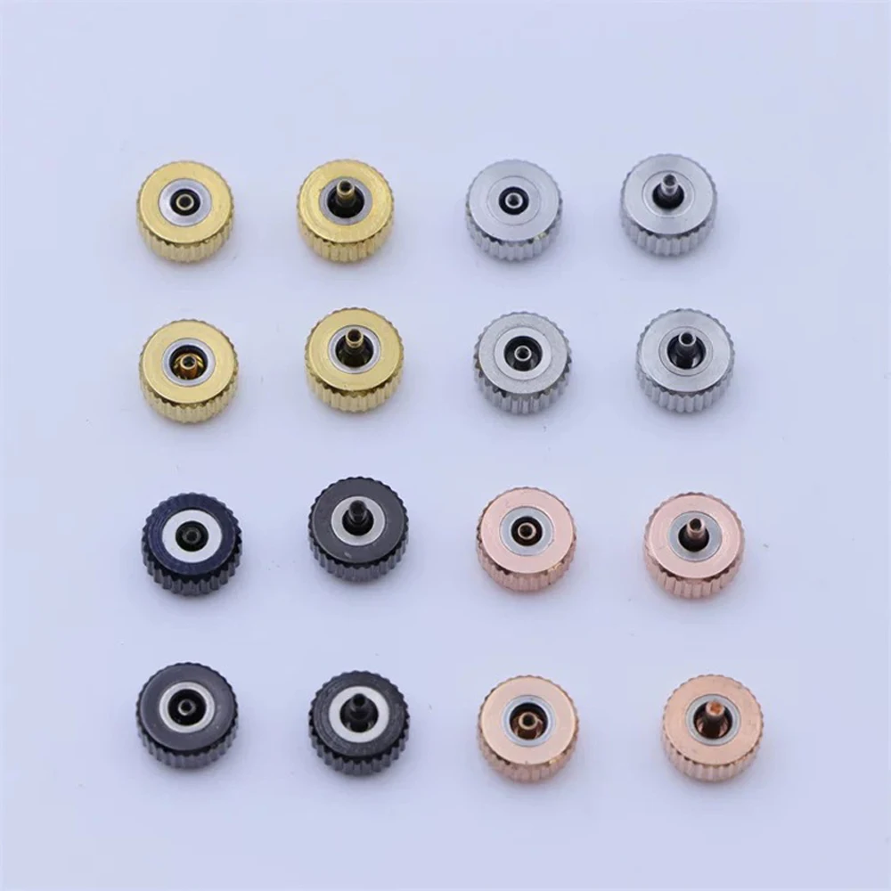 5 Stück Uhrenkrone aus Edelstahl, goldfarben, 2,0 mm, großer Durchmesser, 3,0–8,0 mm, Uhrenkopf, Reparaturteile, Ersatzzubehör. – Detail 2