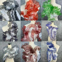 Gardient Large Wavy Organza Lace Trim Pleated Ruffles Wedding Dress Sewing Accessories Designer Fabric Material Party Decoration