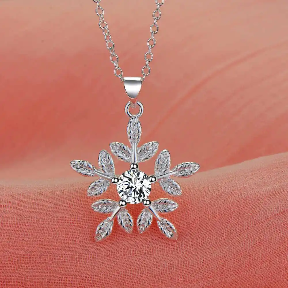 Halskette aus 925er-Sterlingsilber mit Schneeflocken-Anhänger für Damen, hochwertiger Hochzeits- und Verlobungsschmuck, Kristall-Zirkonium, modisches Geschenk