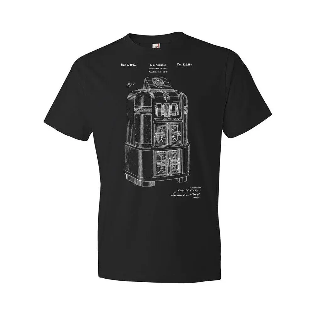 Jukebox Patent Shirt Music Lover Gift Bar Tee Audiophile Gift Juke Box Apparel High Quality 100%Cotton Short Sleeve