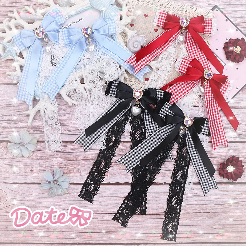 

Loria Lo Стиль Большой Бант Для Волос Аксессуары Jiraikei Y2K Девушка 3-слойный Бант Кружева Плед Шпилька Женская Заколка Для Волос Новогодний Подарок