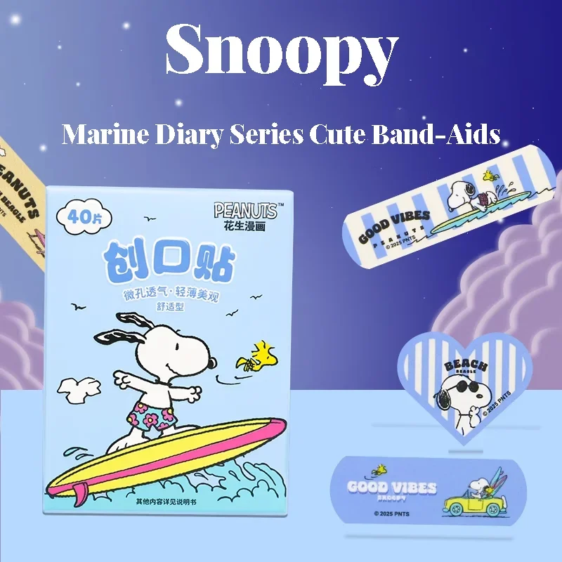 Snoopy Peanuts Comics Seaside Diary Series Cute Adhesive Bandages Combo Pack With Assorted Cartoon Patterns
