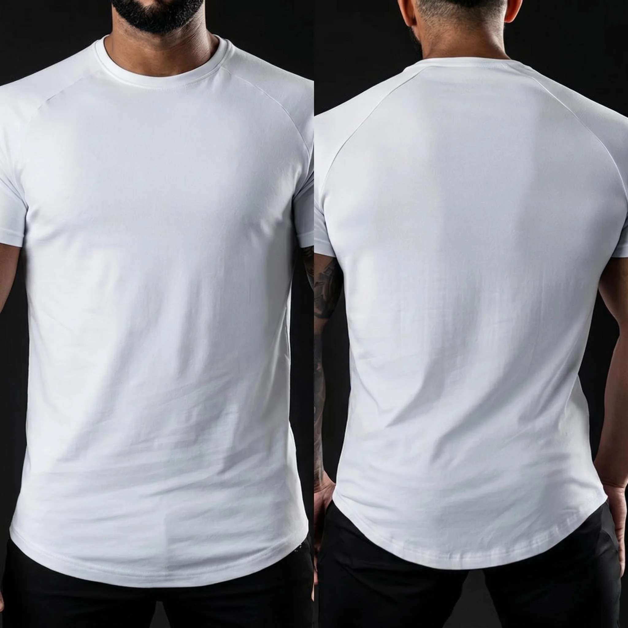 Men Slim Fit Compression Shirts Cotton Elastane Short Sleeve Tees Stretch Breathable Athletic Tops for Gym Running Training Work view 4
