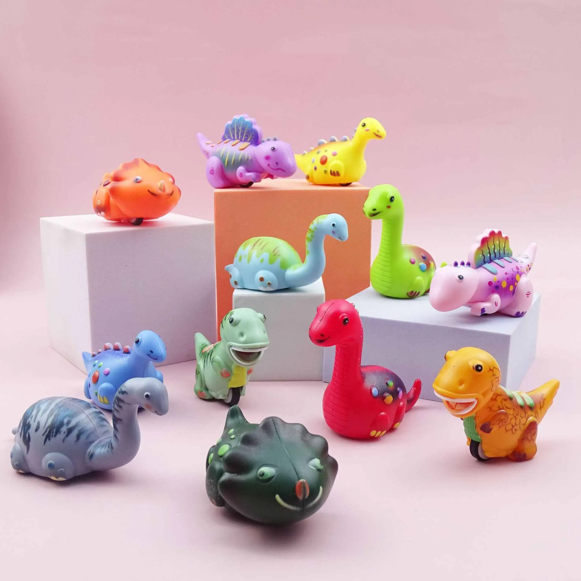 

5Pcs Children's Mini Cartoon One-wheeled Inertia Dinosaur Car Toy Creative Cute Simulation Dinosaur Pull Back Car Toy Small Gift