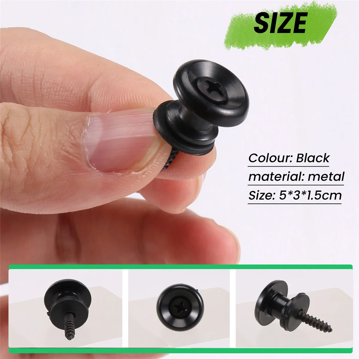 2Pcs Mushroom Head Guitar Strap Buttons Strap for Electric Acoustic Guitar Bass Parts,Black image 4