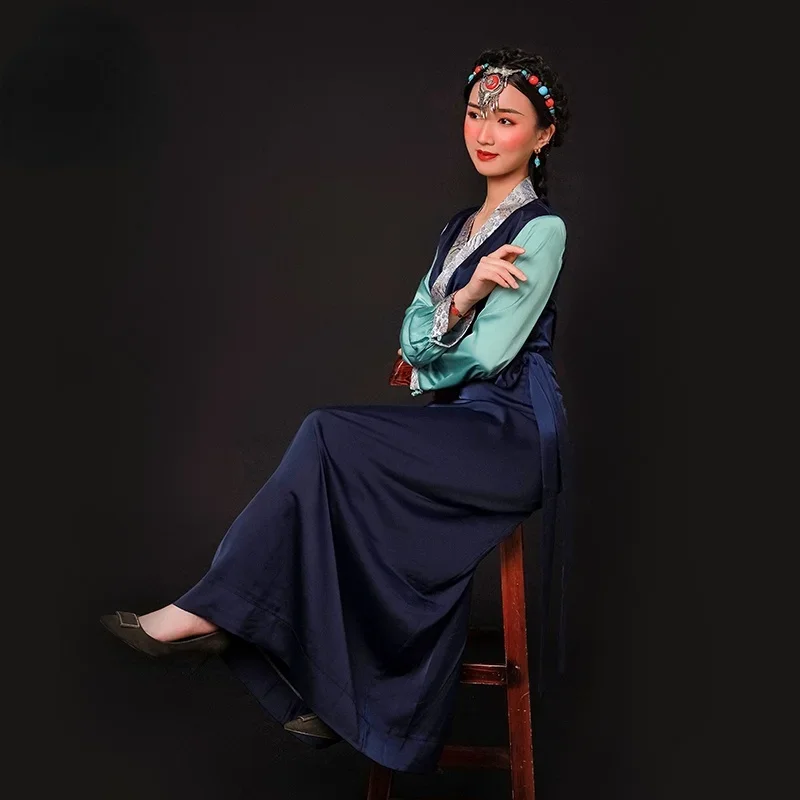 Tibetan Dress Women Chinese Folk Style Robes Spring Summer Long Sleeve Traditional Tibetan Clothing Ropa Tradicional Tibet