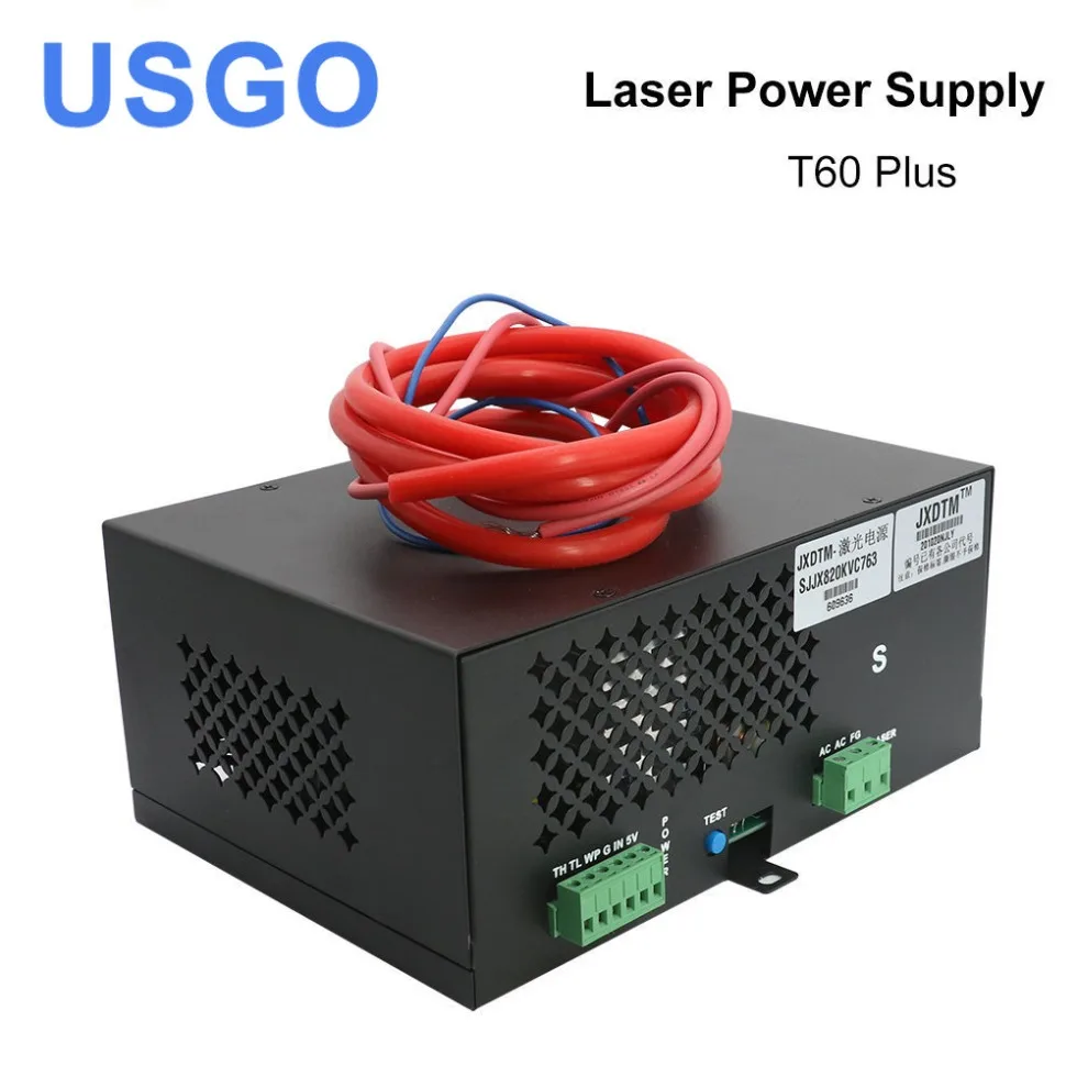 USGO 60W CO2 Laser Power Supply for CO2 Laser Engraving Cutting Machine HY-T60 T / W Plus Series with Long Warranty