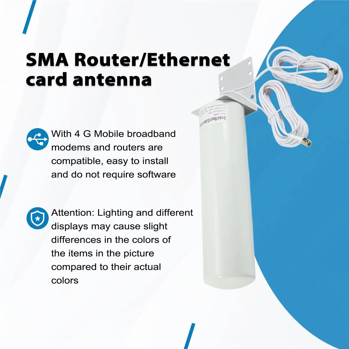 A40I 4G LTE Antenna SMA External Antennna 3G 4G Outdoor Antenna 10-12DBi with Dual SMA Connector for 3G 4G Router Modem