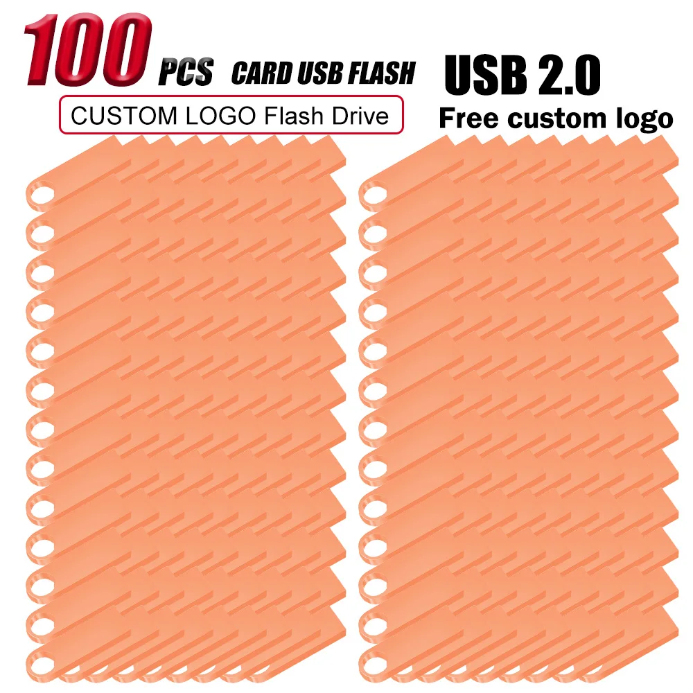 Lote de 100 unidades, memoria USB metálica con LOGO personalizado gratuito, 1GB 2GB 4GB 8GB 16GB 32GB, pendrive para música, regalo corporativo, unidad USB.