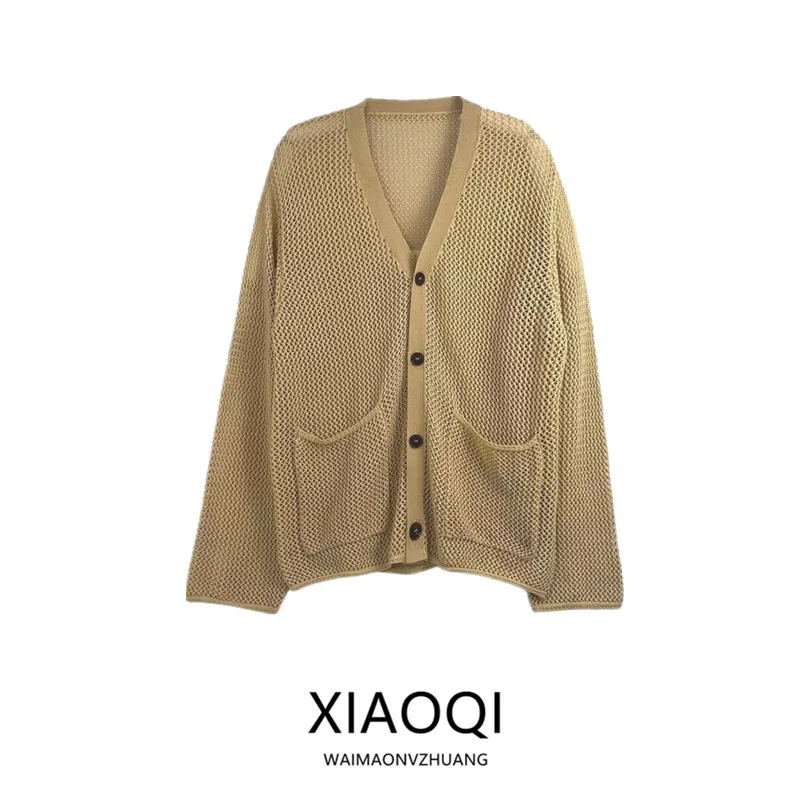 

2025 Autumn New Arrival Casual Loose V-Ne Long Sve Open Cardigan Versatile Commute Sle Knitted Sweater for Men