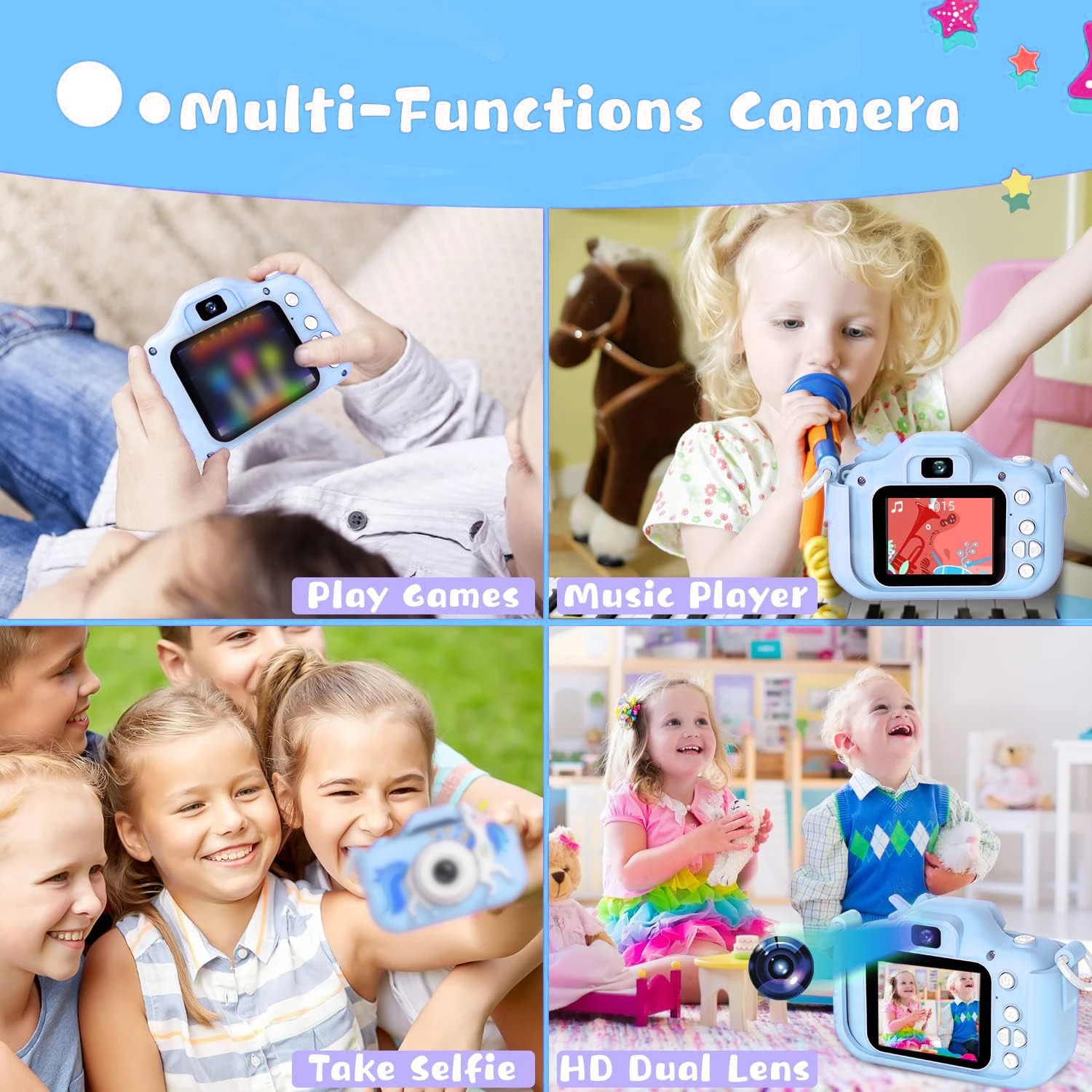 กล้องของเล่นเด็กที่ได้รับการปรับปรุงแล้ว เป็นของขวัญวันเกิดในวันคริสต์มาส กล้องวิดีโอดิจิตอลแบบตั้งเวลาถ่ายภาพความละเอียดสูง 1080P