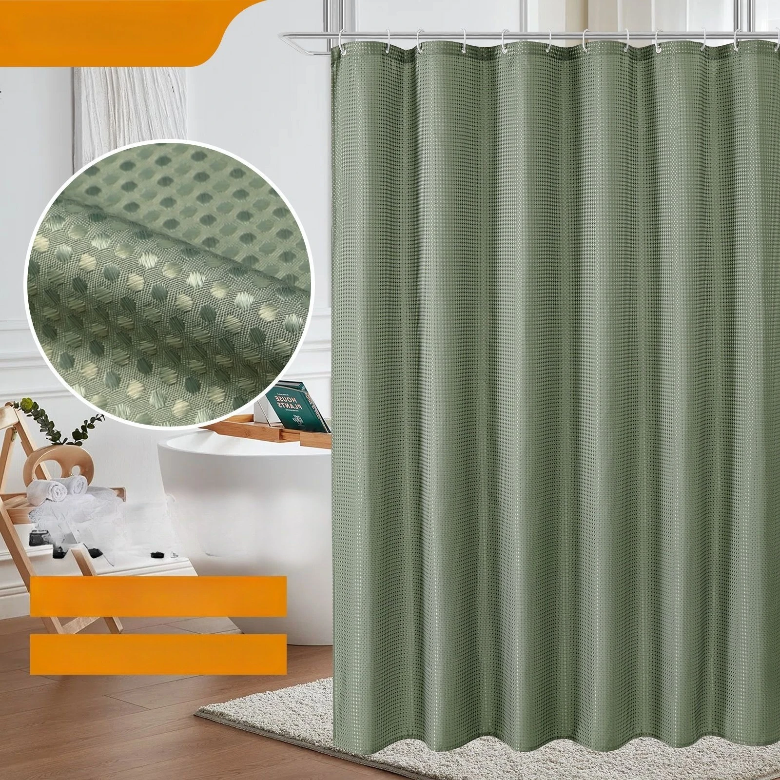 

Однотонная шторка для душа из вафельного полотна, водонепроницаемая, устойчивая к плесени, полиэстеровая, для разделения зон в ванной