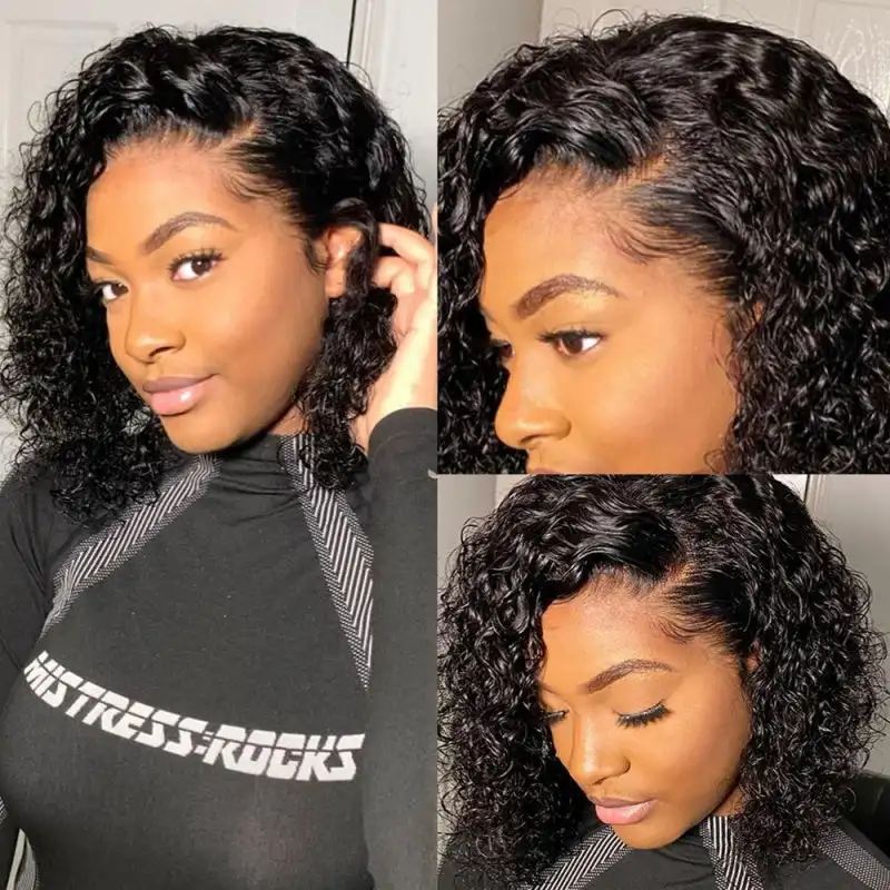 13x6 HD Lace Frontal Wigs 5X5 Short Curly Lace Front Wigs Human Hair Pre Plucked 180% Density Human Hair Wigs for Black Women