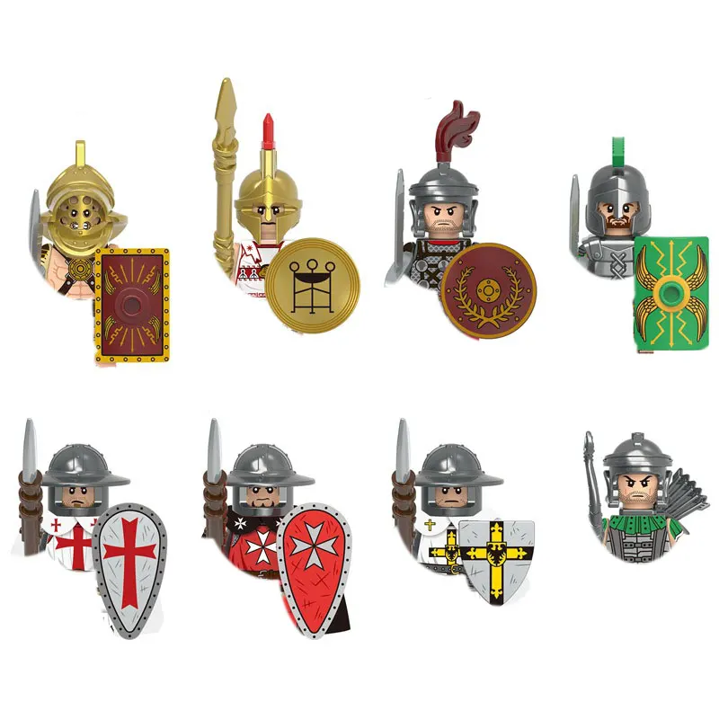 

Medieval Roman Soldier Building Block Legion Gladiator Archer Anime Game Toy Infantry Militia Armor Shield Flag Mini Gift Brick