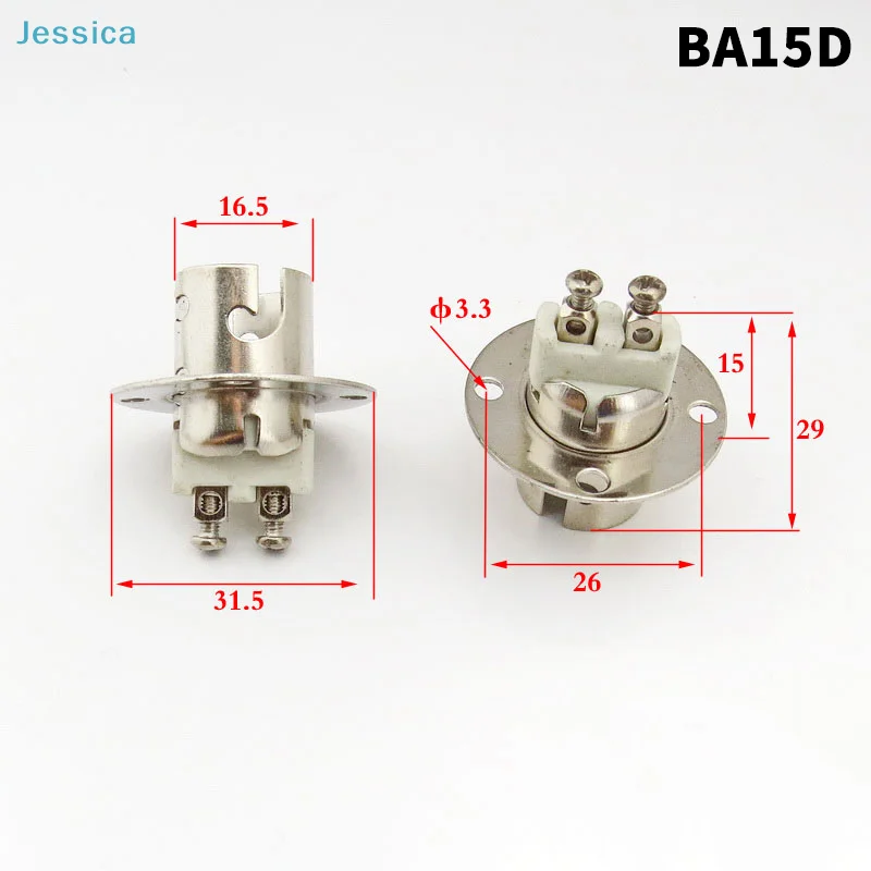 

♥BA15D Dual-Pin Bayonet Light Socket - Metal Flange Mount Lamp Holder for Automotive/Boat Lights (26x29mm Dimensions)