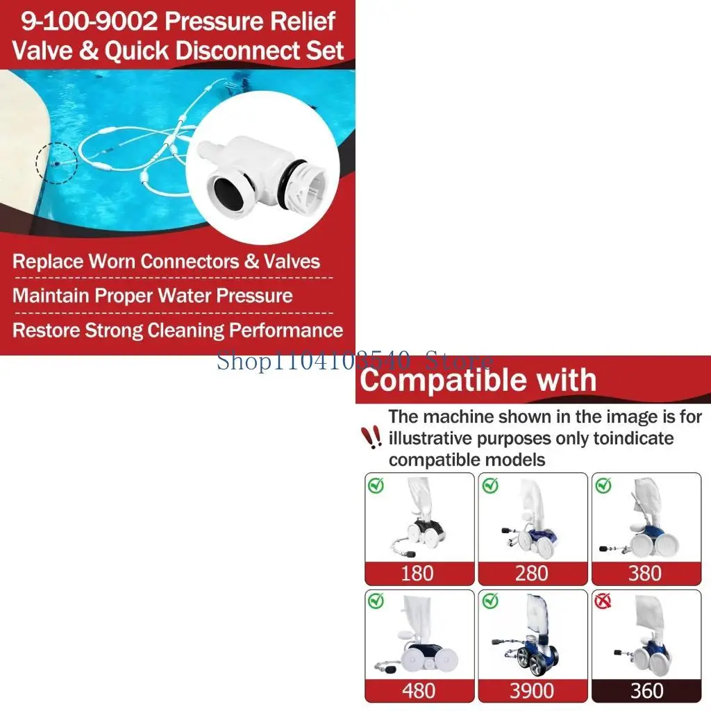 02DC Spring-Loaded Pool Cleaner Pressure Relief Replacement Part Set with Plastic Body, Routine Maintenance Size Reference for