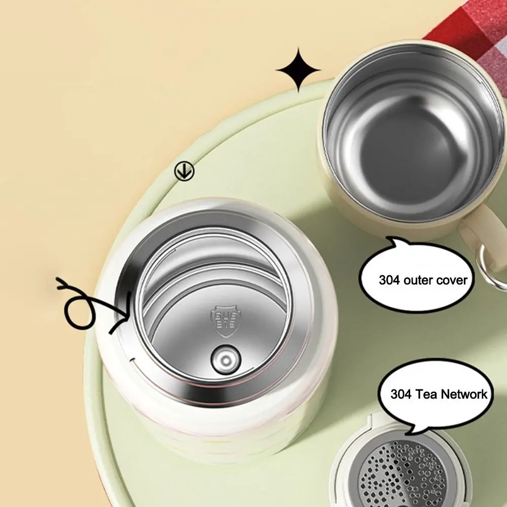 

Портативная изолированная чашка с луком, 520 мл, нержавеющая сталь 316, вакуумная чашка большой емкости, герметичная с ситечком для чая, чашка для воды