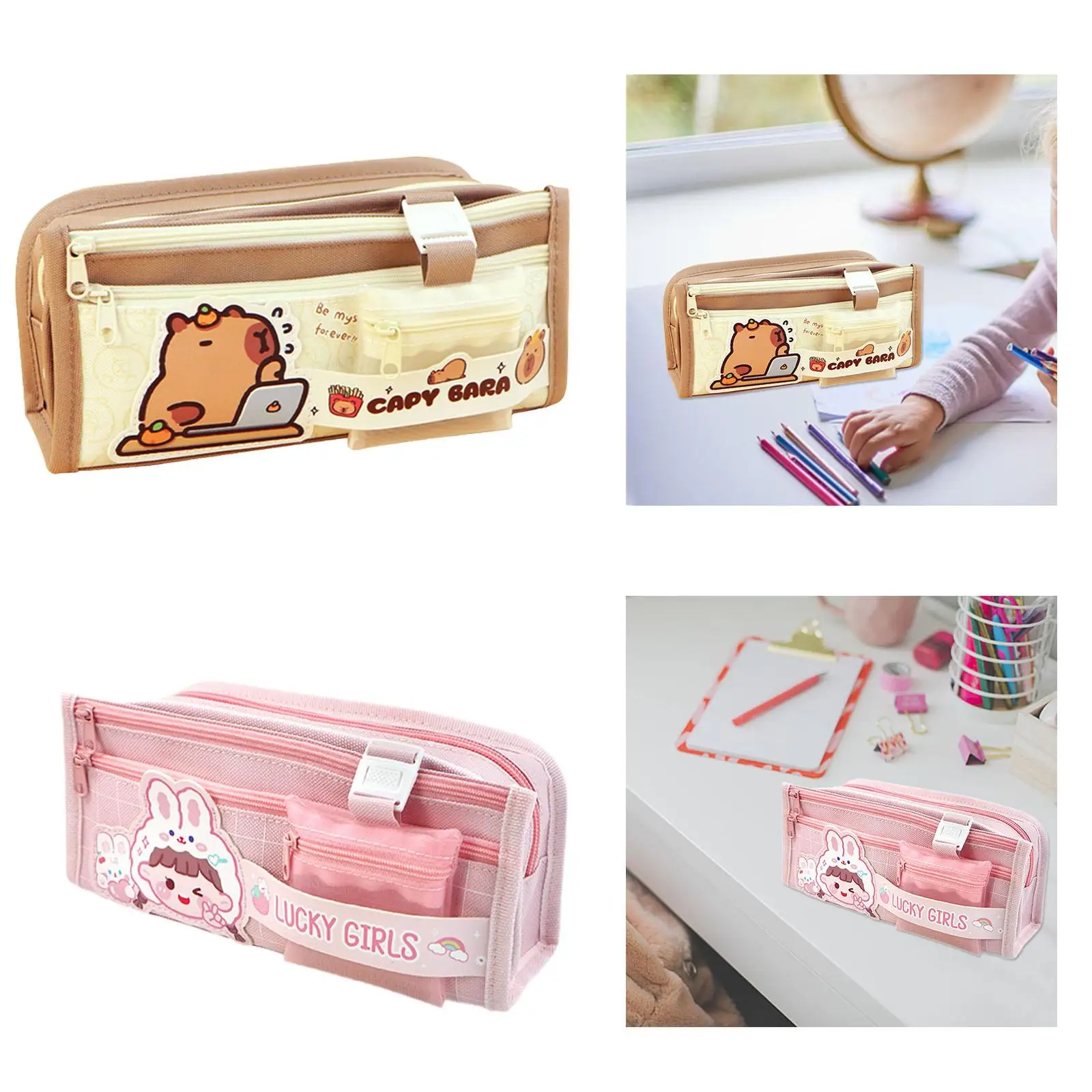 

Capibara Pencil Case Oxford Cloth Stationery Pouch for Students Women Girls