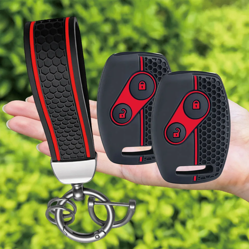 For Honda Jazz Civic Accord CR-V FR-V Stream For Acura CSX Silicone Smart Key Shell With Wrist Strap And Carabiner