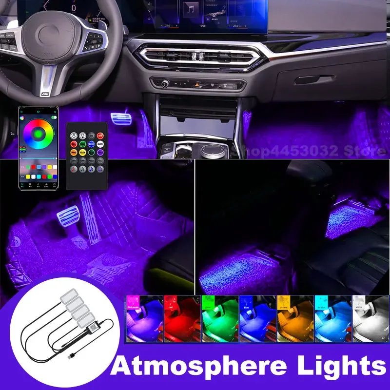 Car Music Ambient Light 4 in 1 LED For BMW f39 x2 Series 1 2 3 4 X1 F20 F34 F36 E84 F87 Wireless Remote APP USB Accessories