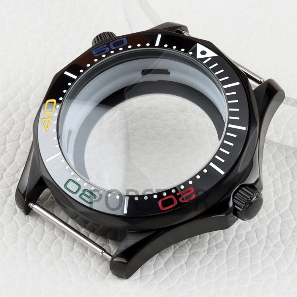 

Black PVD 41mm NH35 Case for Seamaster NH35 NH36 movement 31mm Dial Stainless steel Bracelet Diver Watch Case Parts Good Quality