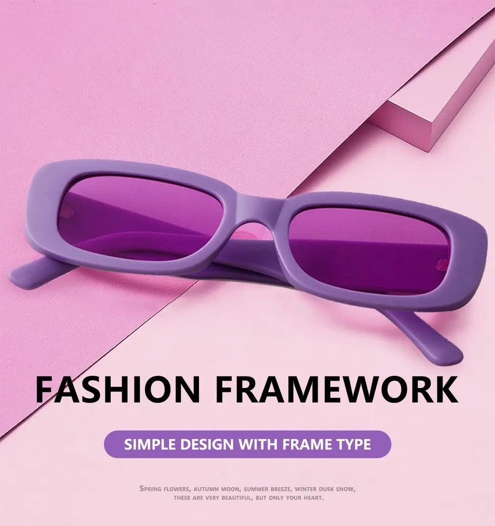 Vintage C3 مستطيل الأرجواني النظارات الشمسية امرأة الموضة الفاخرة العلامة التجارية مصمم نظارات شمسية مربعة المحمولة الإناث الرجعية مكبرة