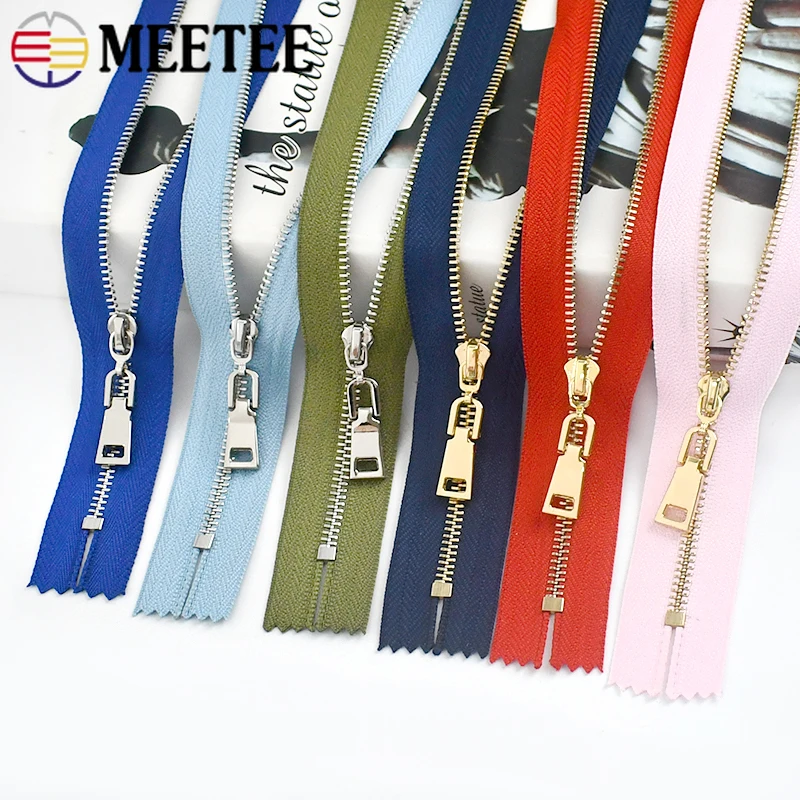 

5/10Pcs Meetee 15/18/20/25/30cm 3# Metal Zippers Close-End Auto Lock Zips for Bag Clothing Garment DIY Repair Sewing Accessories