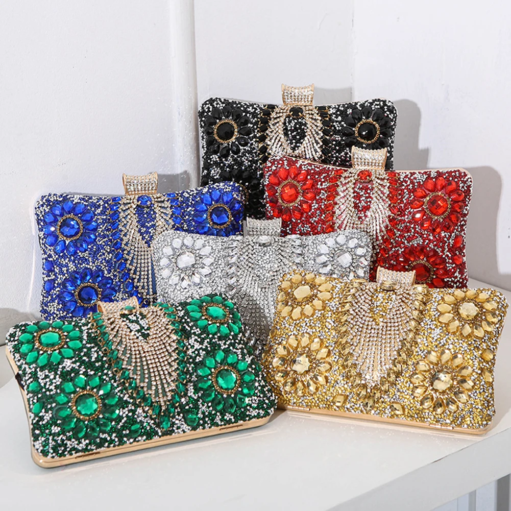 Sacs de soirée en diamants pour femmes, petite pochette de luxe avec strass, sac à bandoulière brillant pour fêtes, Clubs de mariage