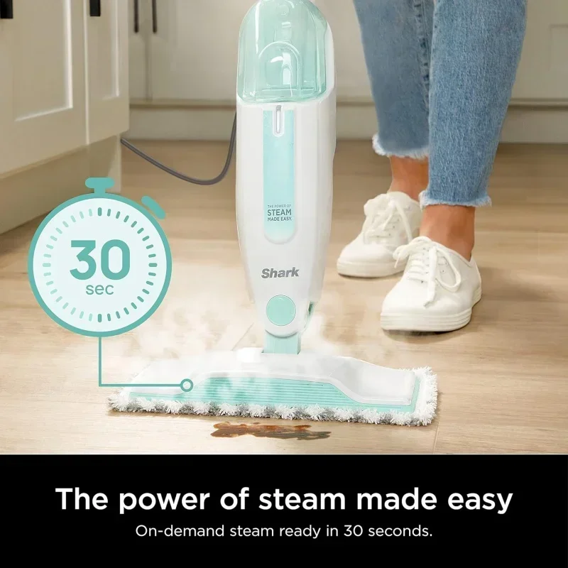 QWShark S1000 Steam Mop with 2 Dirt Grip Pads,Lightweight,Safe for all Sealed Hard Floors like Tile,Hardwood,Stone,Laminate,