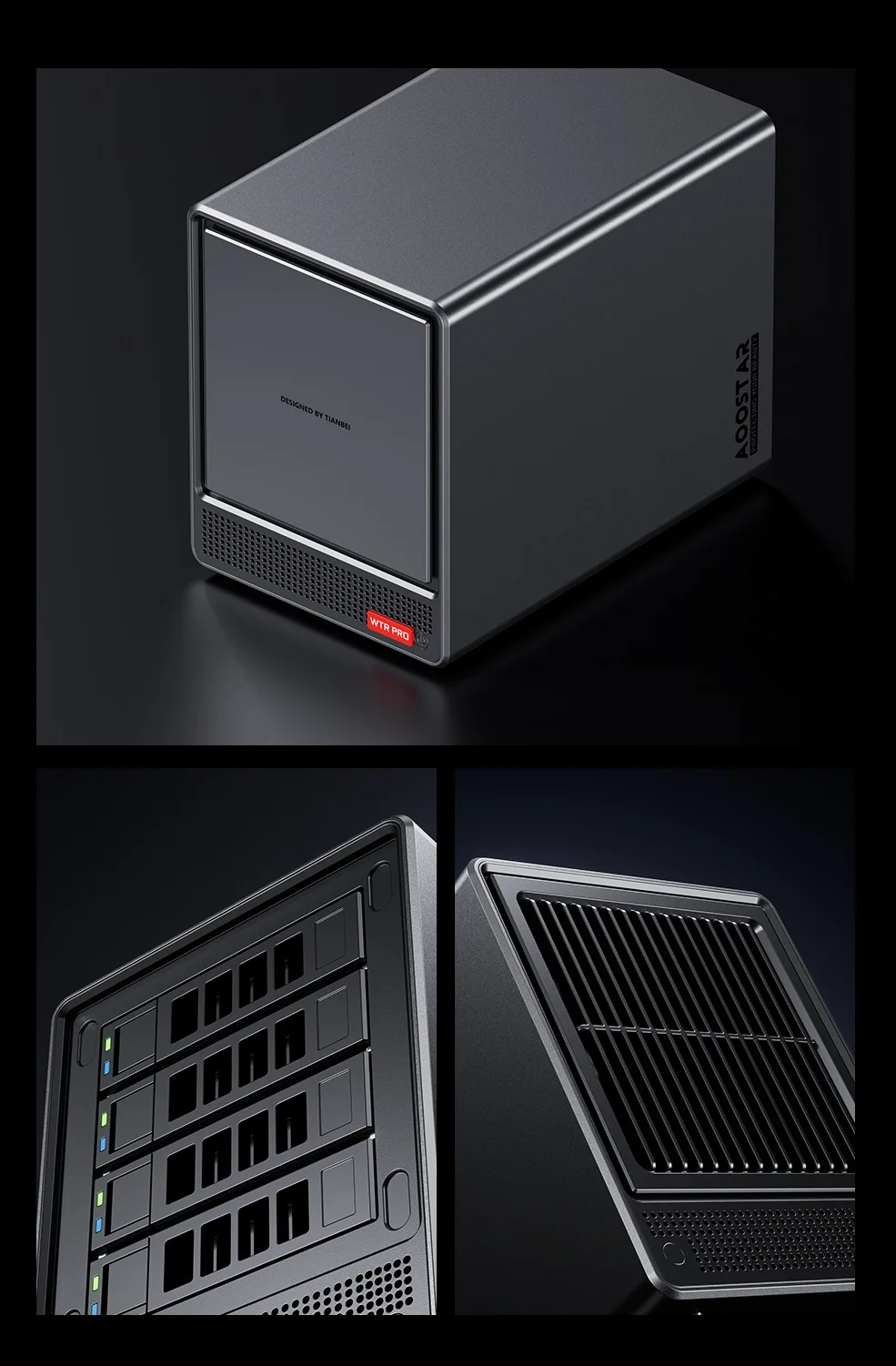 AOOSTAR WTR Pro NAS Mini PC AMD Ryzen 3 Pro 5450U 1*DDR4 Support 3.5" HDD*4 2*M.2 NVMe SSD 2*2.5G LAN Desktop NAS DIY Computer