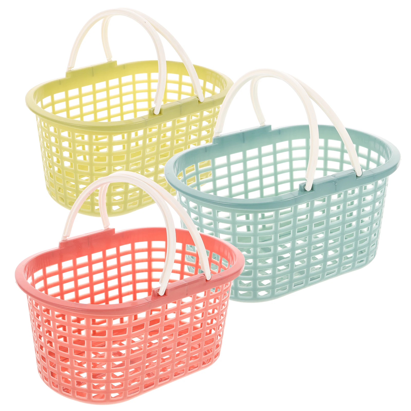 

3pcs Picking Basket Small Bathroom Storage Baskets Handheld Shower Vegetable Kitchen Organizer Green Blue Pink