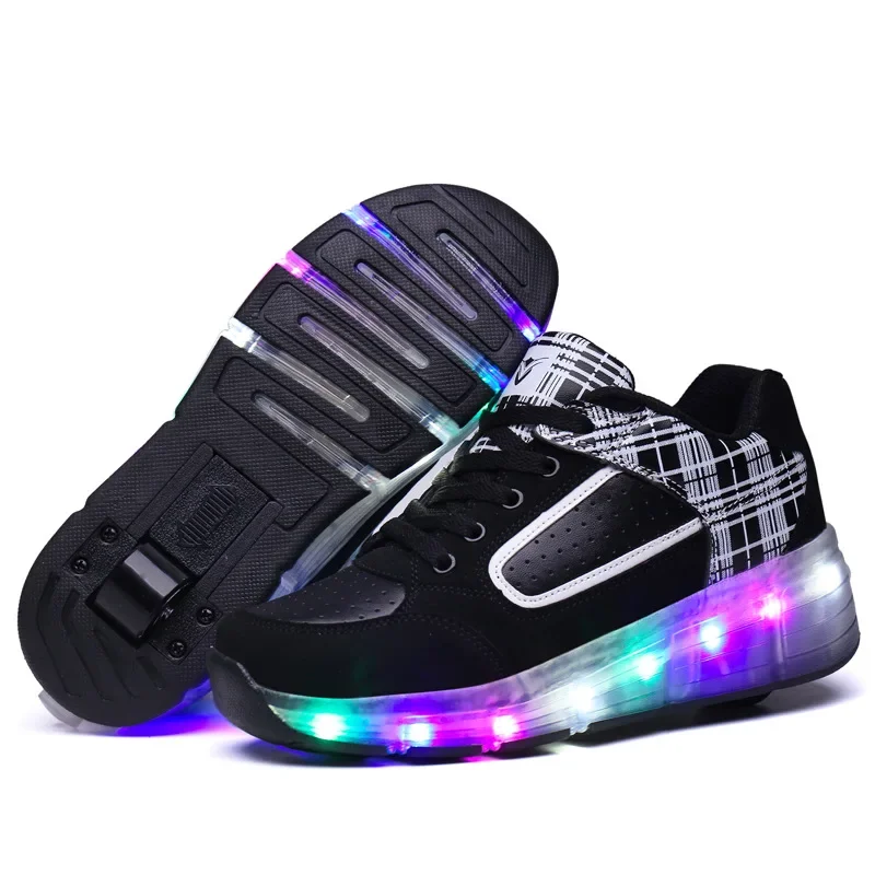 Boys Jazzy LED Light Shoes Children Roller Skate Shoes With Wheels Kids Junior Baby Girls Sneakers Glowing Luminous EUR 27-43