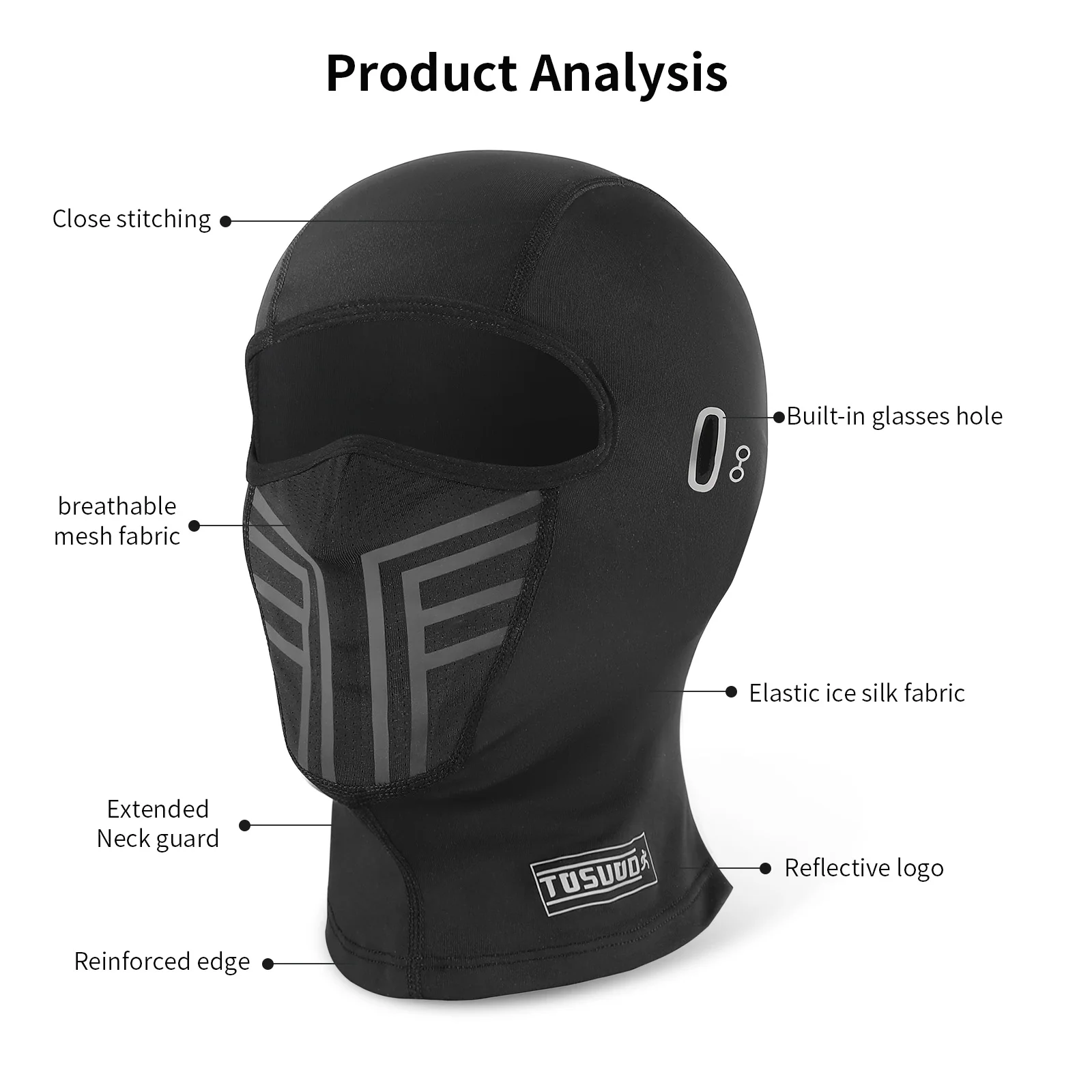 TOSUOD Motorcycle Head Cover With Eye Holes Breathable Sun Protection Helmet Lining Elasticity Ice Silk Face Mask Head Cover image 4