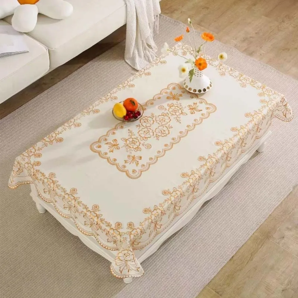 

Rectangular Gold-embossed Tablecloth 135*180CM Smooth Table Cover Cloth Wear-resistant Anti-splash Water Desk Protection Cover