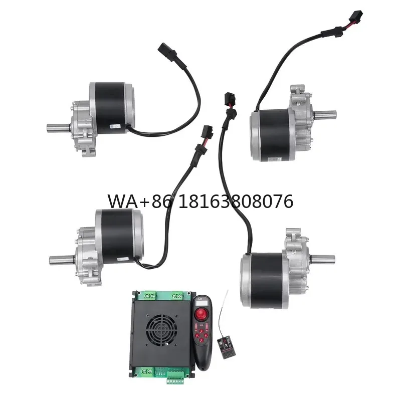 4WD Brush Gear Motor Kit 24V 250W 75RPM 120RPM with PWM Remote Control for Robotics Go-Karts
