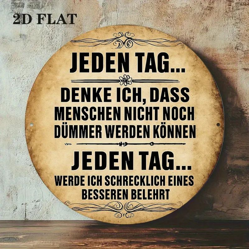 German metal sign, vintage decorative plaque with 