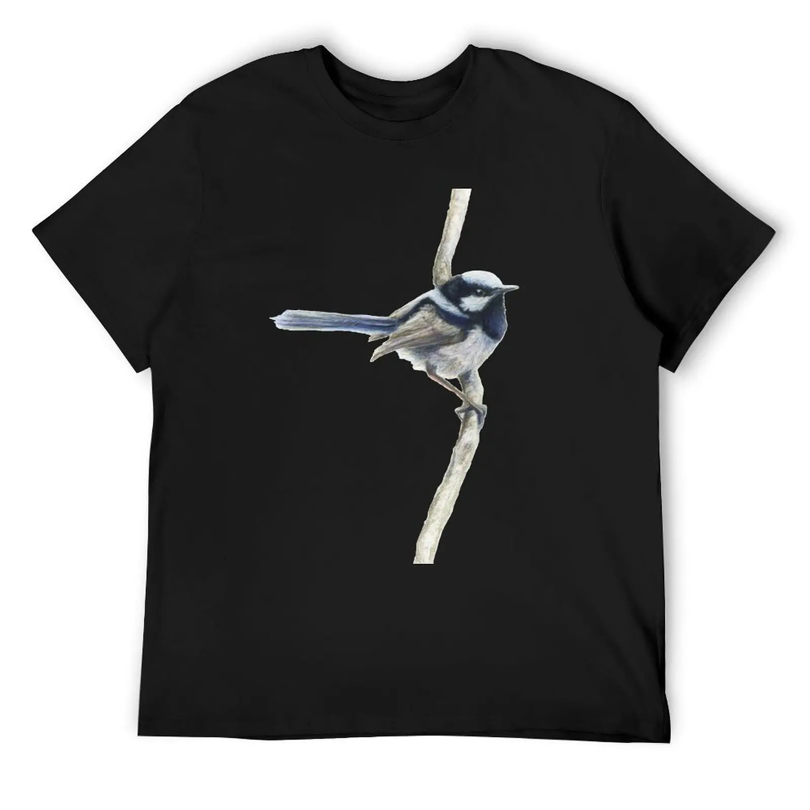 Blue Wren Pencil Art by Rachael Curry T-Shirt plus sizes anime tshirt oversized customs mens t shirts