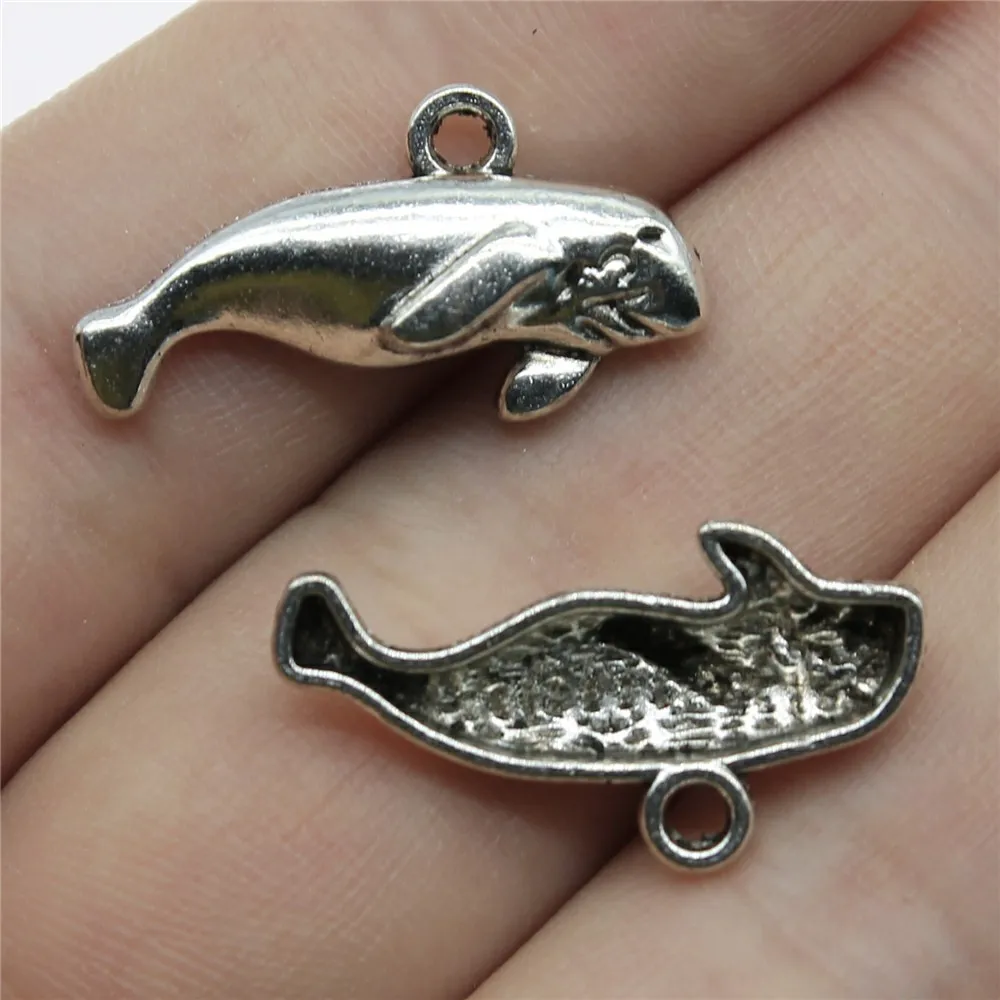 WYSIWYG 10 sztuk 24x13mm antyczne srebro kolor manatee Charms wisiorek dla DIY tworzenia biżuterii ręcznie robiona biżuteria rękodzieło ustalenia