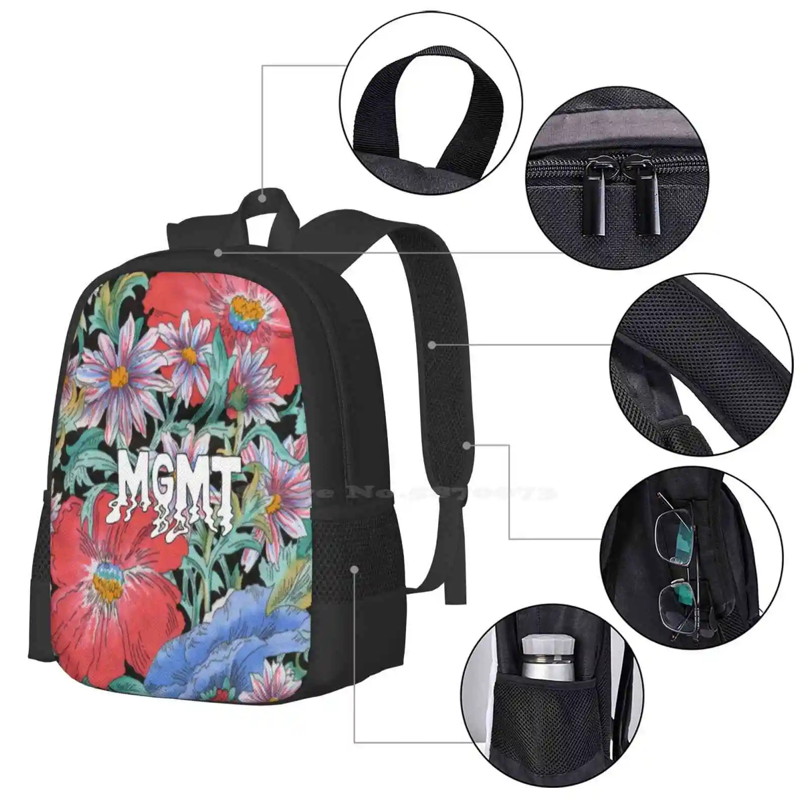 Mgmt 3d print design rucksack student tasche mgmt elektrisches gefühl tumblr musik alternative coole hip kinder blumen