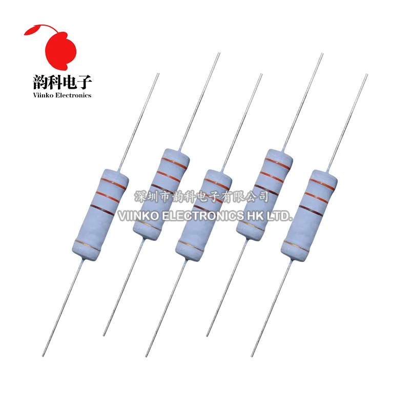 10pcs 5W Metal oxide film Resistor 5% 1R ~ 10M 100R 220R 330R 1K 2.2K 3.3K 4.7K 10K 22K 47K 100K 1M 100 220 330 ohm Carbon Film