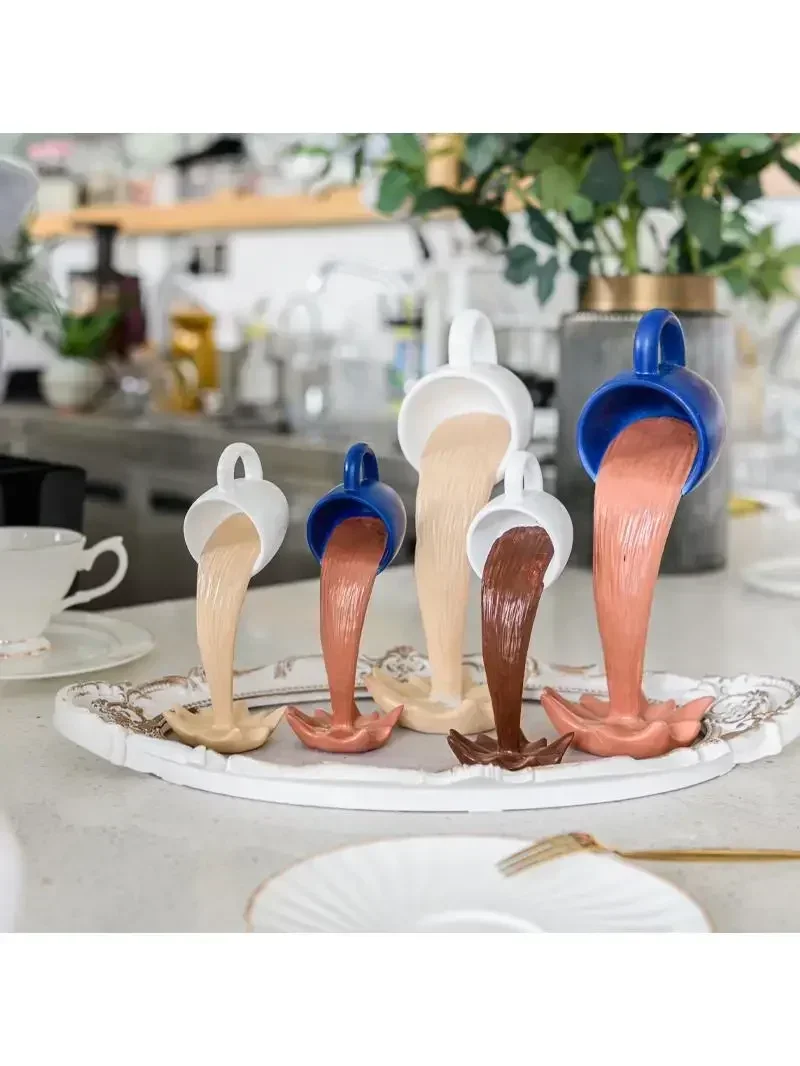 반중력 커피 컵, 창의적인 작은 장식품, 커피 숍, 밀크 티 숍, 데스크탑 장식, 그물, 빨간색 사진 