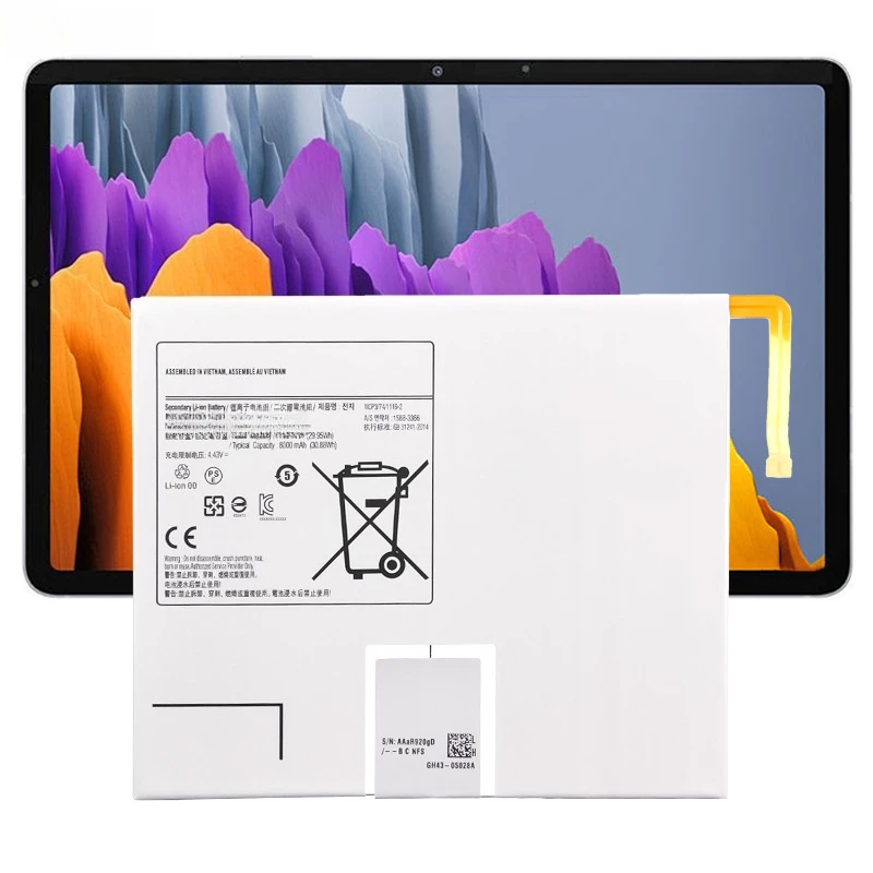 Batterie de remplacement pour tablette Samsung Galaxy Tab S7 X700, X706 T870 T875 T876, EB-BT875ABY, 8000mAh, flambant neuf