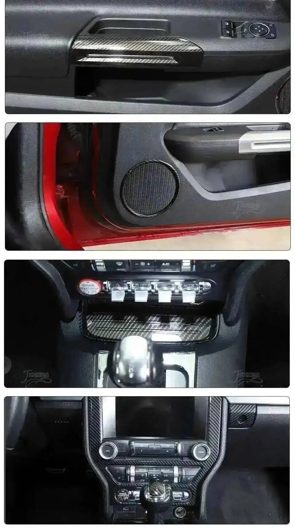 Carbon Fiber Grain Car Interior and Exterior Decoration Covers for Ford Mustang 2015–2023 description 8