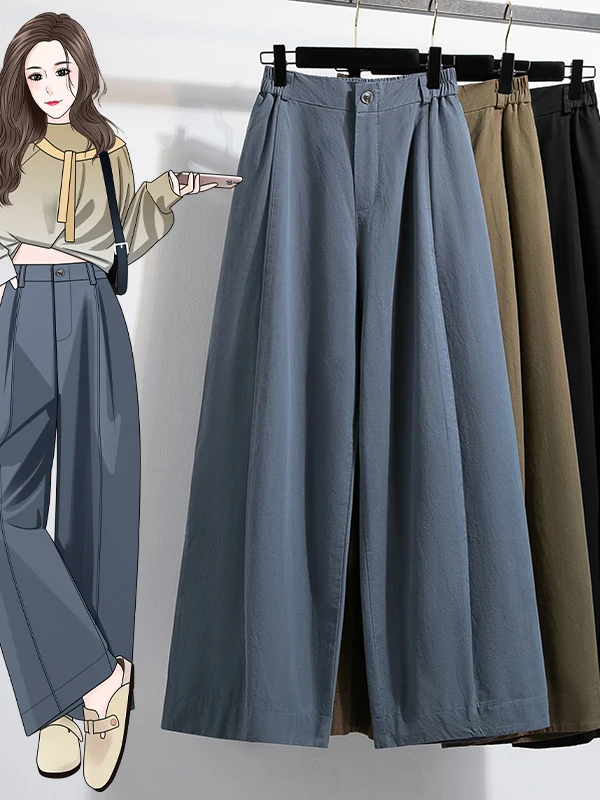 High Waist Slimming Casual Pants Women's Loose Knife  Straight Leg Wide Leg Long Pants Balloon Pants Authentic Goods
