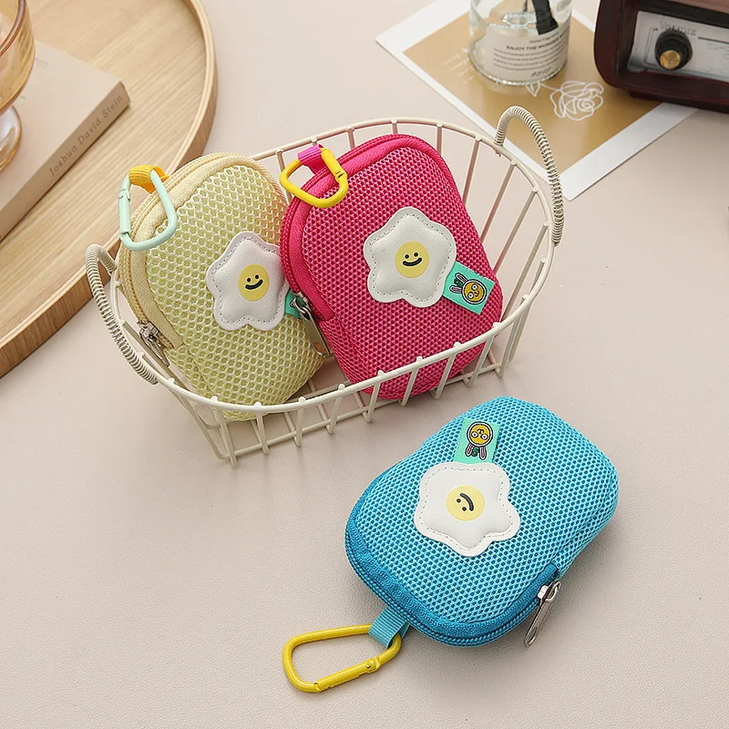 New Mesh Flower Keychain Wallet - Cute Mini Pouch for Earphones & Keys, Multi-Functional Small Purse